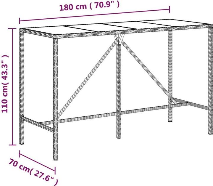 Produktbild VidaXL 9-tlg. Gartenbar-Set mit Kissen Braun Poly Rattan (48 cm)