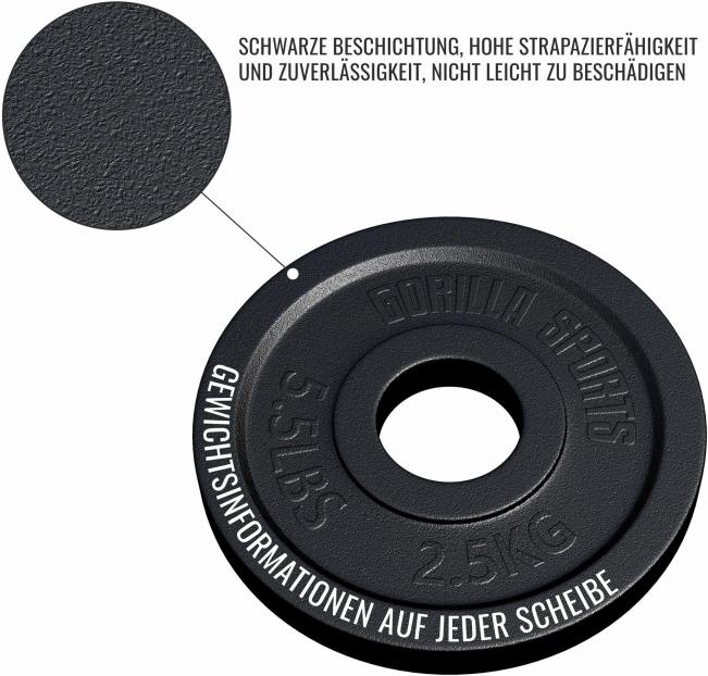 Image du produit Gorilla Sports Disque d'haltères 50/51mm 2,5 kg (1 x 2,5 kg)