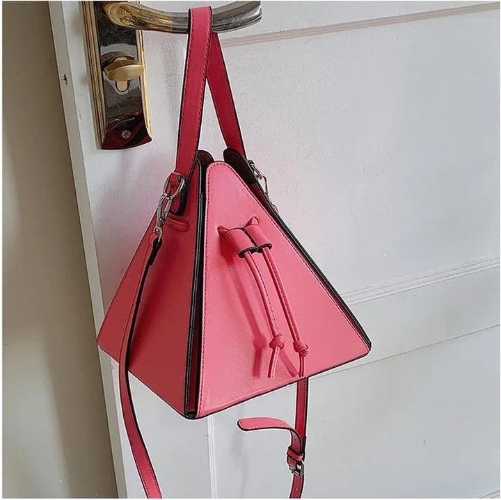 Actual product image Only-Bags.Store Mini Drawstring Bag, Solid Colour Crossbody Bag, Faux Leather Clutch Purse