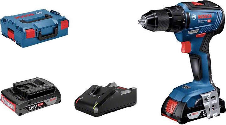 Actual product image Bosch Professional GSR 18V-55 cordless drill/driver (2x2.0Ah GAL 18V-40 L) (Rechargeable battery operated)