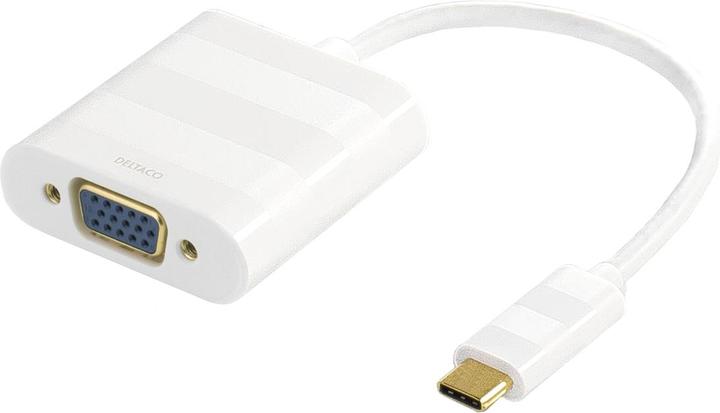 Actual product image Deltaco USBC-VGA1 video cable adapter USB Type-C VGA (D-Sub) White (VGA, USB-C, 10 cm)