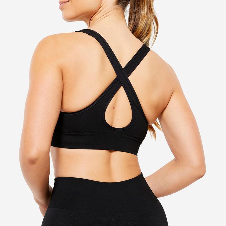 Image du produit Decathlon Soutien-gorge de sport femme maintien léger bretelles croisées - noir (S)