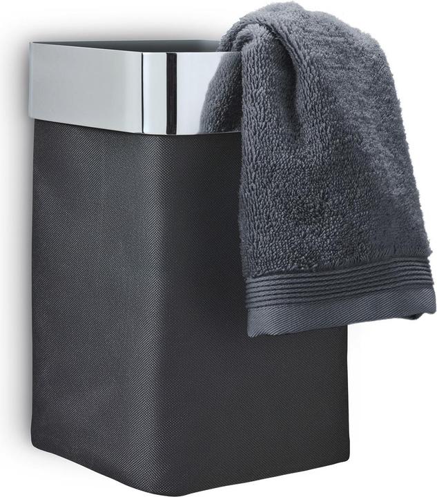 Actual product image Blomus NEXIO- Polished stainless steel guest towel basket and cotton fabric bag, Anthracite, Bag