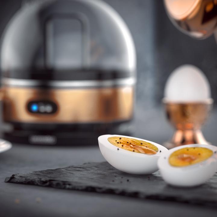 Produktbild Arendo Frühstücks Set, 4-Scheiben Langschlitz Toaster mit Brötchenaufsatz & Eierkocher für 7 Eier, Kupfer