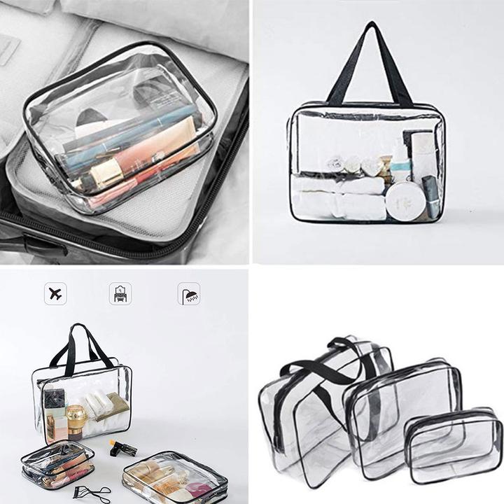 Produktbild Noya Kosmetik Make-Up Tasche (3er Set) – Transparenter Reise-Organizer mit Reissverschluss (1 l)