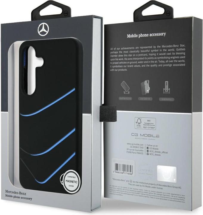 Produktbild Mercedes Silicone Contrasted Curves MagSafe Case for Samsung Galaxy S25 - Black (Samsung Galaxy S25)