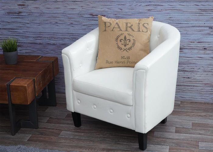 Immagine prodotto Swisshandel24 Poltrona Newport lounge chair sedia club Chesterfield, similpelle - bianco