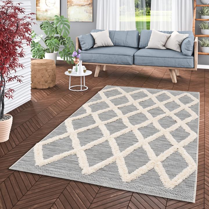 Immagine prodotto Pergamon Tappeto Shaggy Juist Lozenges per interni ed esterni (80 x 150 cm)