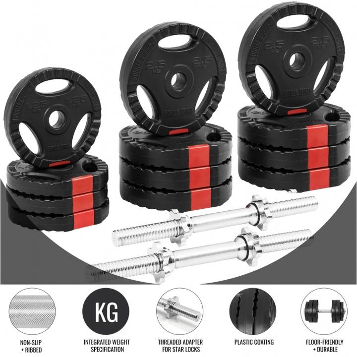 Produktbild Gorilla Sports Hantelset (8 x 2.5 kg, 4 x 1.25 kg)