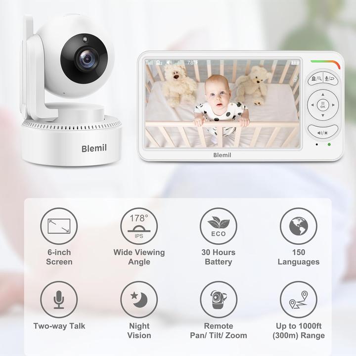Immagine prodotto Blemil Video Babyphone mit 2 Kameras und Split Screen (Video e audio)
