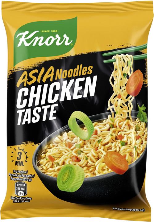 Actual product image Knorr Asia Noodles Chicken bag, instant Asian noodles with chicken & vegetables, prepared in 3 minutes (70 g)