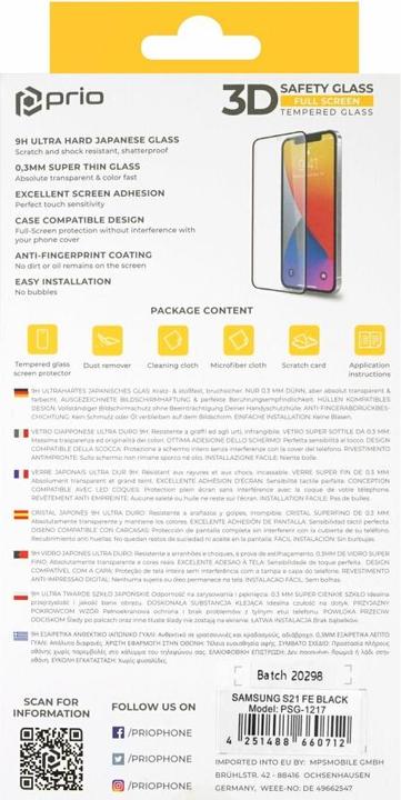 Immagine prodotto prio Vetro temperato 3D (1 Pezzo/i, Samsung Galaxy S21 FE 5G)