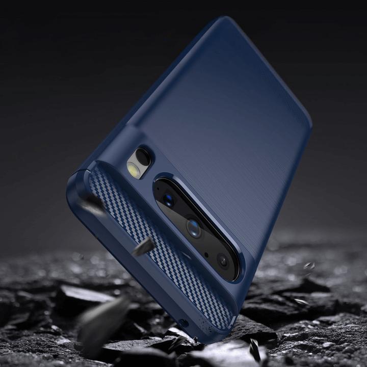 Produktbild Cover-Discount Google Pixel 8 Pro - Metall Carbon Look Hülle blau (Google Pixel 8 Pro)