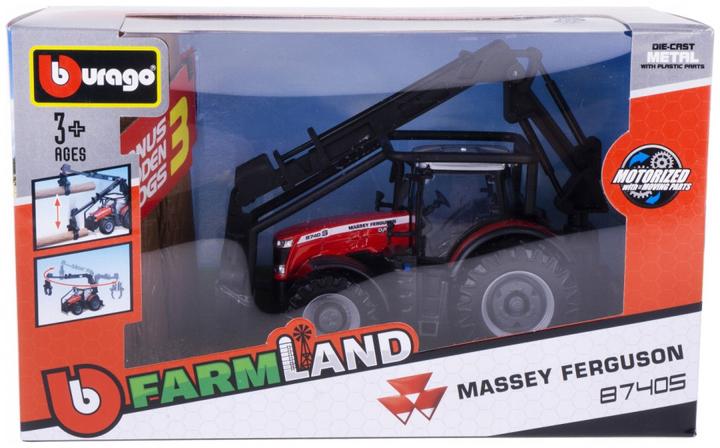 Produktbild Bburago 18/31671 Massey Ferguson 8740S tractor Official scale 1:32 metallic red with drive, loader a
