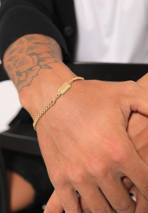 Actual product image Kuzzoi Bracelet Basic Men's Panzerkette Solid Piece 925 Silver (21 cm, 925 silver)