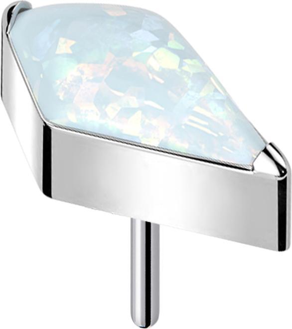 Image du produit Star Piercing Threadless Diamant silber mit Opal weiss (sans laiton, Titane G23)