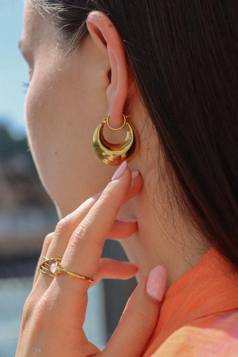 Actual product image Tara Style Bottega Hoop - hoop earrings (waterproof) (18k gold-plated stainless steel, 100% waterproof)