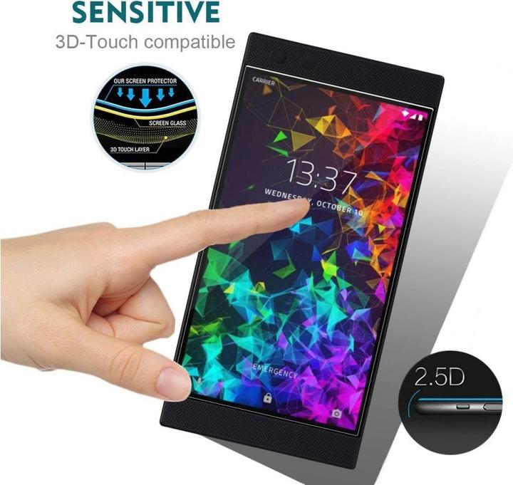 Actual product image Screenguard Razer Phone 2 Protective Glass Film Case Friendly Design (1 Piece, Razer Phone 2)