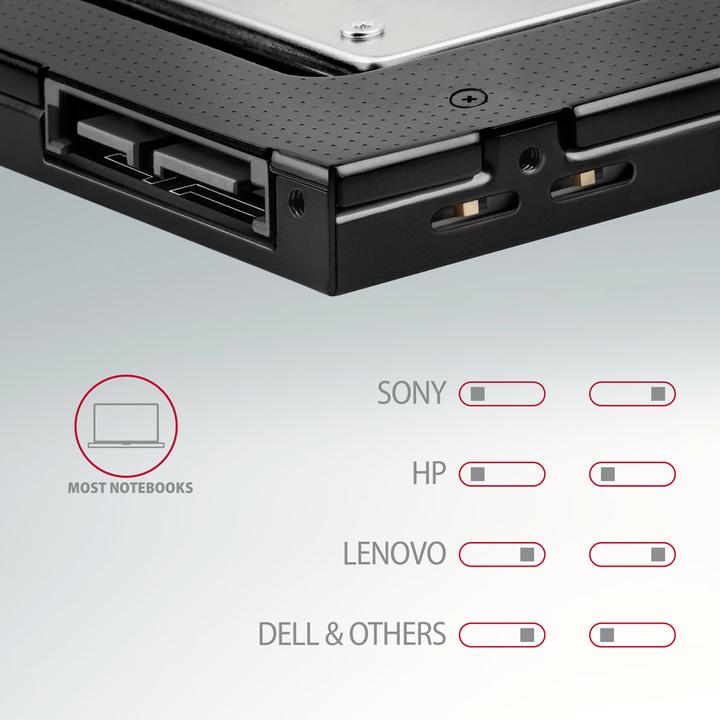Produktbild Axagon RSS-CD12 2,5 Zoll SSD/HDD Adapter für optisches Laufwerk, 12,7 mm, LED