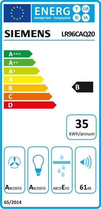Energy Label Siemens LR96CAQ20 (Ceiling hood)