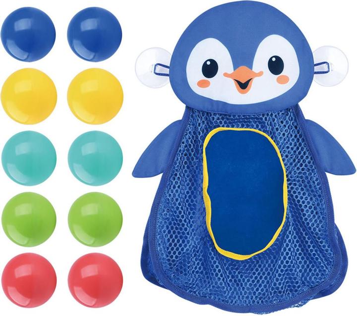 Image du produit Play Rangement pour jouets de bain Pingouin avec balles, 11 pcs.