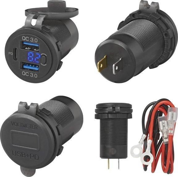 ProPlus Triple USB built-in socket outlet with 2x type A and 1x type C + voltmeter