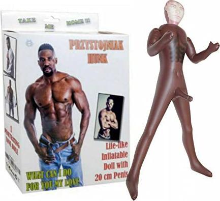 Actual product image Lovetoy Hunk Love Doll Bambolo Gonfiabile Maschio Uomo Nero Di Colore Superdotato 20 cm