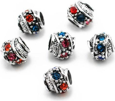 Produktbild Hermex Strass Bead versilbert 925 - Silbrig bunt (Silber 925, Metalllegierung)