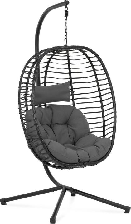 Actual product image Uniprodo Outdoor Hanging Chair with Stand - foldable seat - black/grey - oval (150 kg)