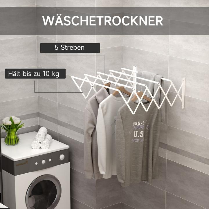 Produktbild Homcom Wäscheständer mit Wandmontage und zusammenklappbar