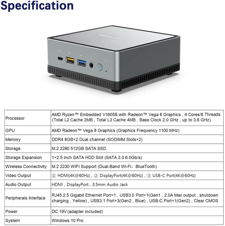 Produktbild Minisforum Mini PC UM250 (AMD Ryzen, 16+512GB)