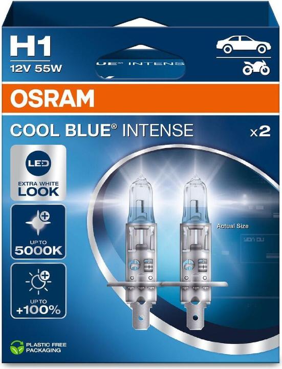 Produktbild Osram 4062172388061 Halogen Leuchtmittel COOL BLUE® INTENSE H1 55 W 12 V (H1)