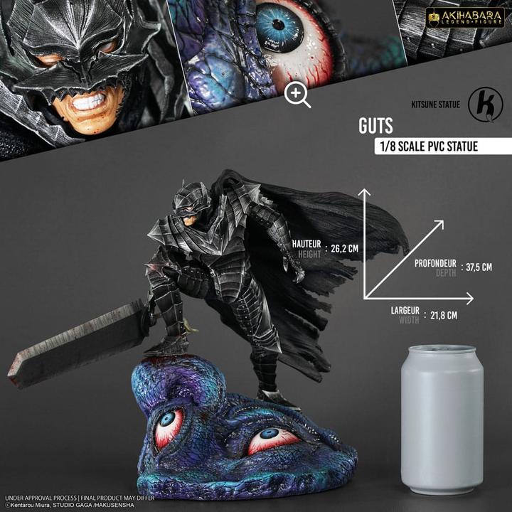 Actual product image Kitsune Statue Berserk Akihabara Legend Figure PVC Statue 1/8 Guts (Berserk Armour) 26 cm