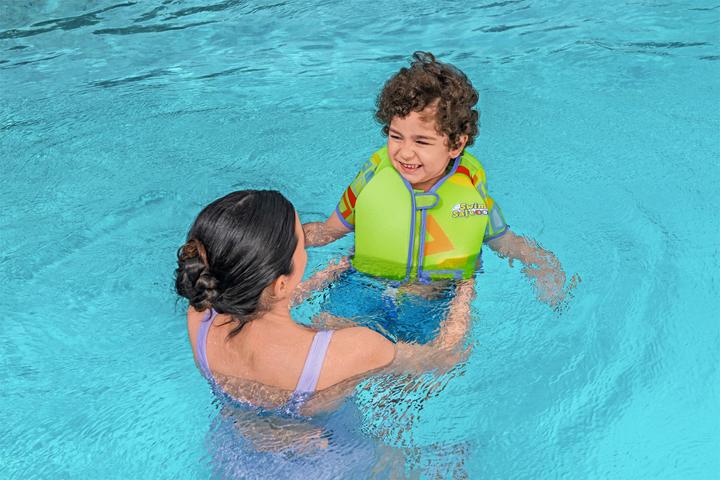 Actual product image Bestway Swim Safe ABC Svømme Traeningsvest UPF 50+ w/aermer, Skum 11-30 kg Grøn (One size, 11 - 30 kg)