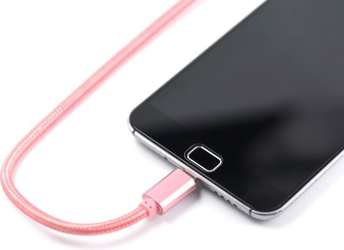 Produktbild Hermex Anki Micro USB Metall Ladekabel Stoff Datenkabel 1m ROSÉGOLD (1 m)