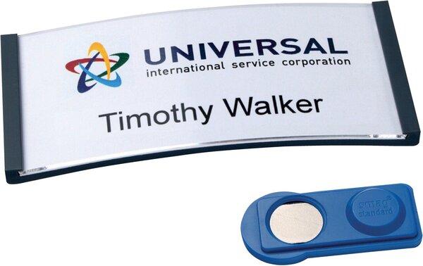 Actual product image Badgepoint POL30MA02-20DR Name badges, 65 x 30 mm, dark grey