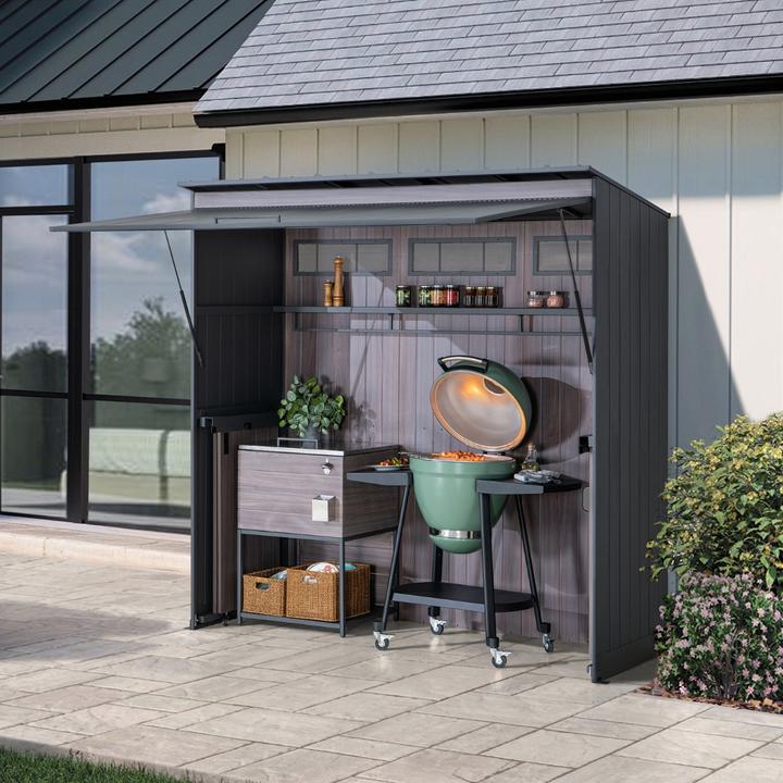Image du produit Ventaris Outdoor-Küche Gartenhaus 220 cm x 94 cm x 226 cm mit Einrichtung Anthrazit
