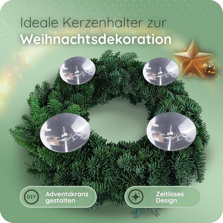 Actual product image Novaliv 8x Candle Holder Pillar Candle Advent Wreath 7,5cm SILVER Advent Wreath Advent Candle Holder