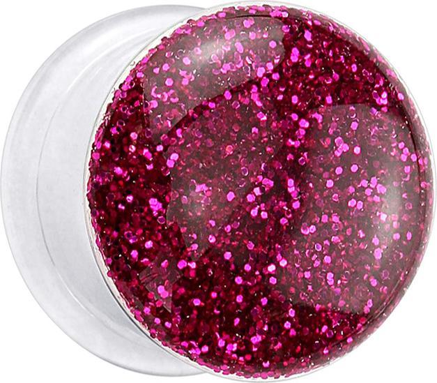 Produktbild Star Piercing Flared Plug transparent mit Glitter fuchsia (ohne Messing, Acryl)
