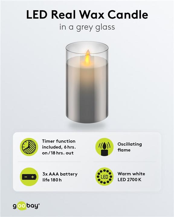 Productafbeelding Goobay LED kaars van echte was, 75x125mm (1 x)
