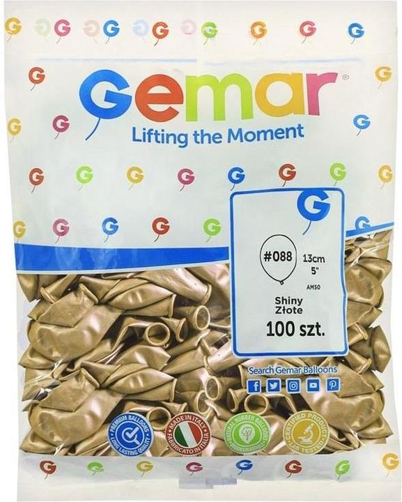 Gemar als goldene Chromballons, AB50, 13 cm, 100 Stück. (100 x)