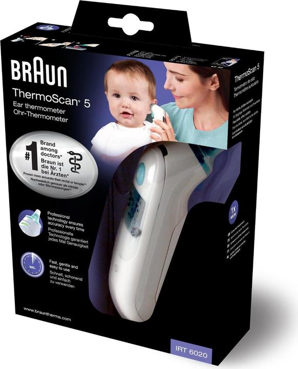 Actual product image Braun ThermoScan 5 IRT6020 + protective caps LF 40 (Ear)
