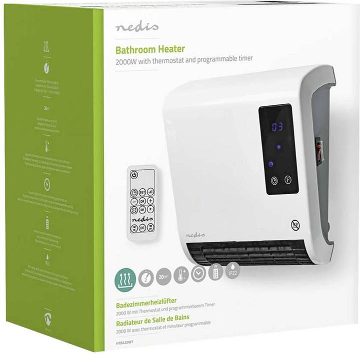Produktbild Nedis HTBA20WT Keramik-Heizlüfter 20m² Weiss, Grau (2000 W)
