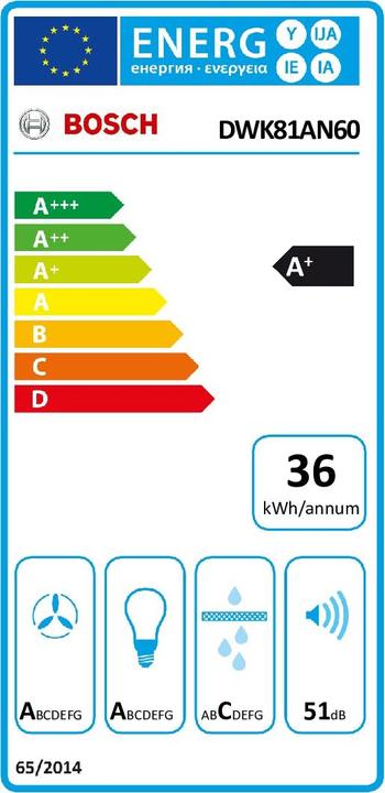 Energie-Label Bosch Hausgeräte BOSCH DAMPKAP DWK81AN60 (Wandhaube)