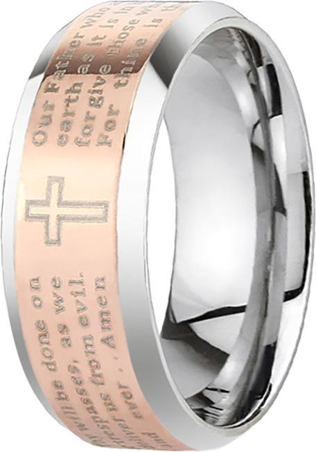 Produktbild Star Piercing Ring silber Vaterunser rosegold (Chirurgenstahl 316L, ohne Messing)