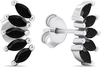 Brilio Silver - Unmissable silver earrings withack zircons EA596WBC