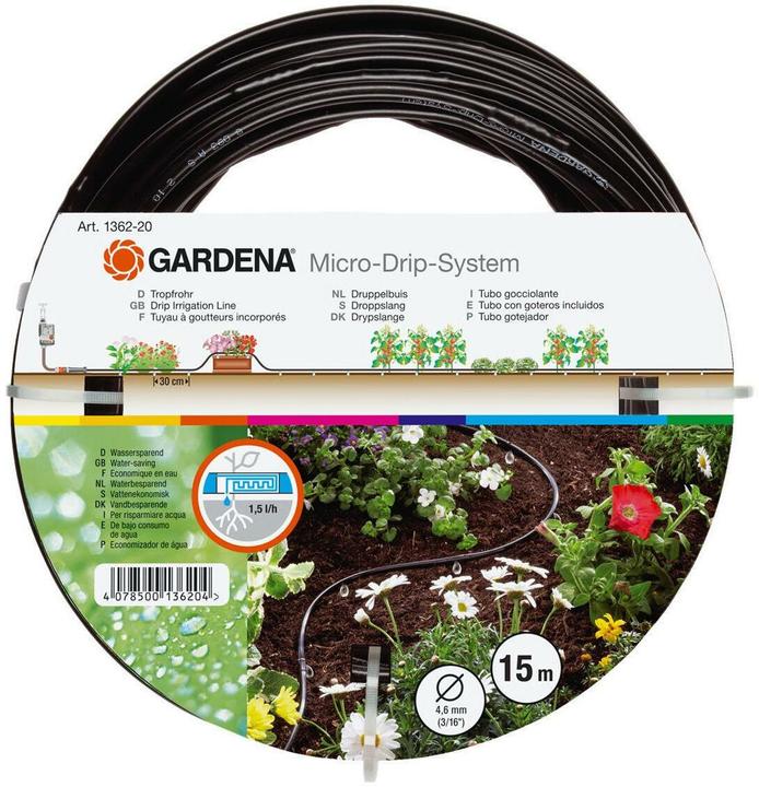 Gardena Micro-Drip-System Tropfrohr oberirdisch (Tropfschlauch + Tropfrohr)