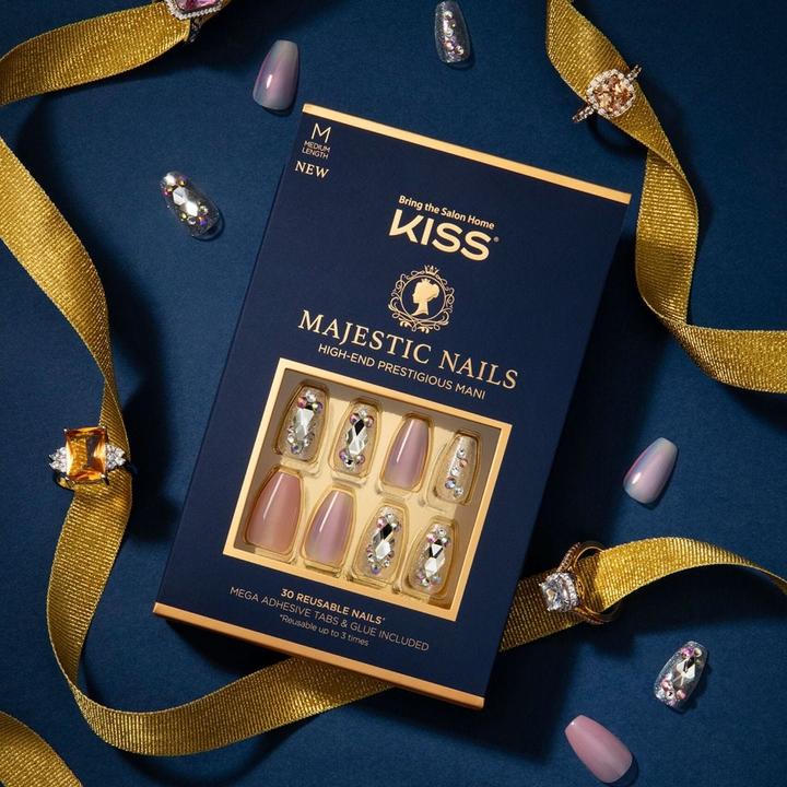 Actual product image Herba Kiss Majestic Nails - In A Crown (Artificial nails, Rose, Transparent)