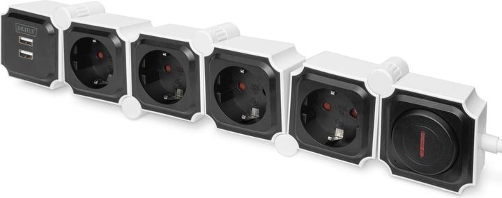 Actual product image Digitus Flexible Power Strip, 4-way with 2 USB Ports & Switch (4 x, CEE 7/3, 1.60 m)