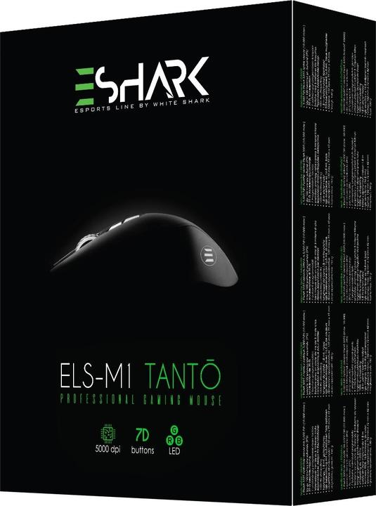 Image du produit Eshark Souris de jeu ergonomique Tanto avec illumination RGB, capteur Pixart 3325 (Filaire)